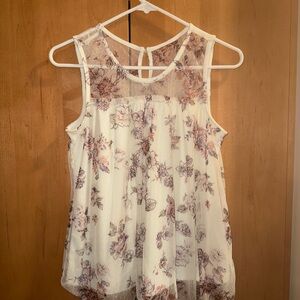 No Boundaries White Floral Sleeveless Blouse